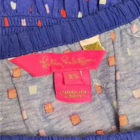 NWT Lilly Pulitzer XS Off The Shoulder Blue Pink Embroidered Kalama Mini Dress - Picture 7 of 11